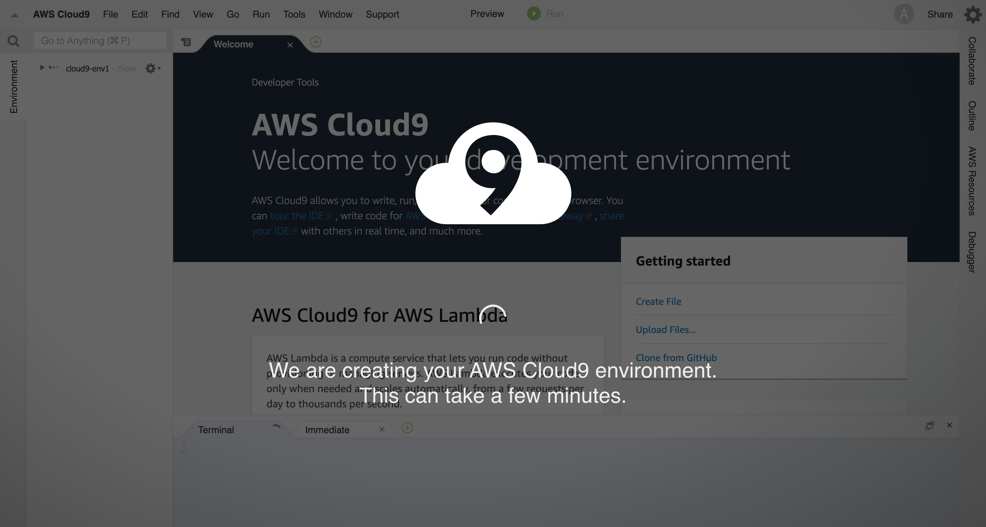 cloud9 creating env