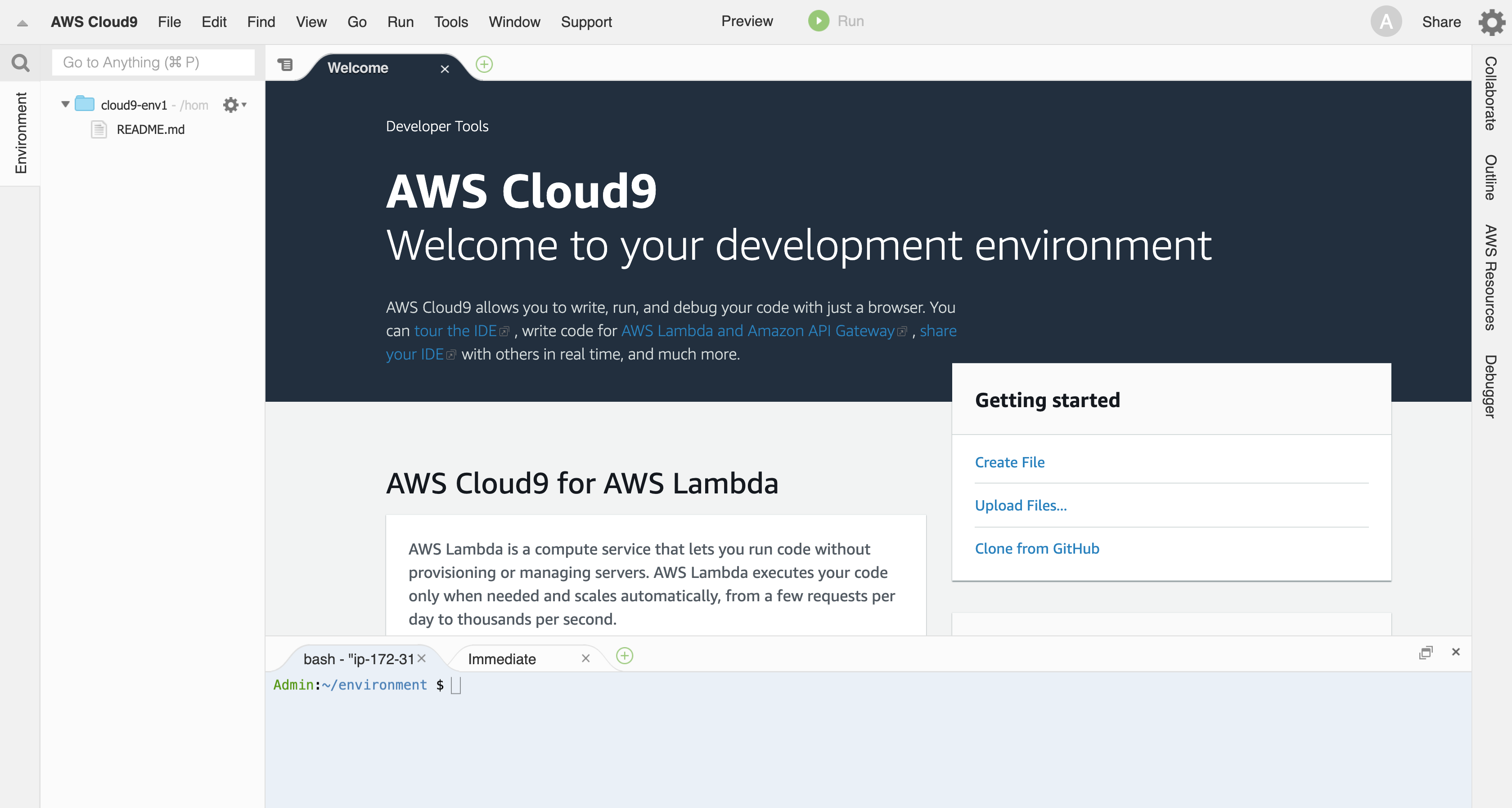 cloud9 env home 00