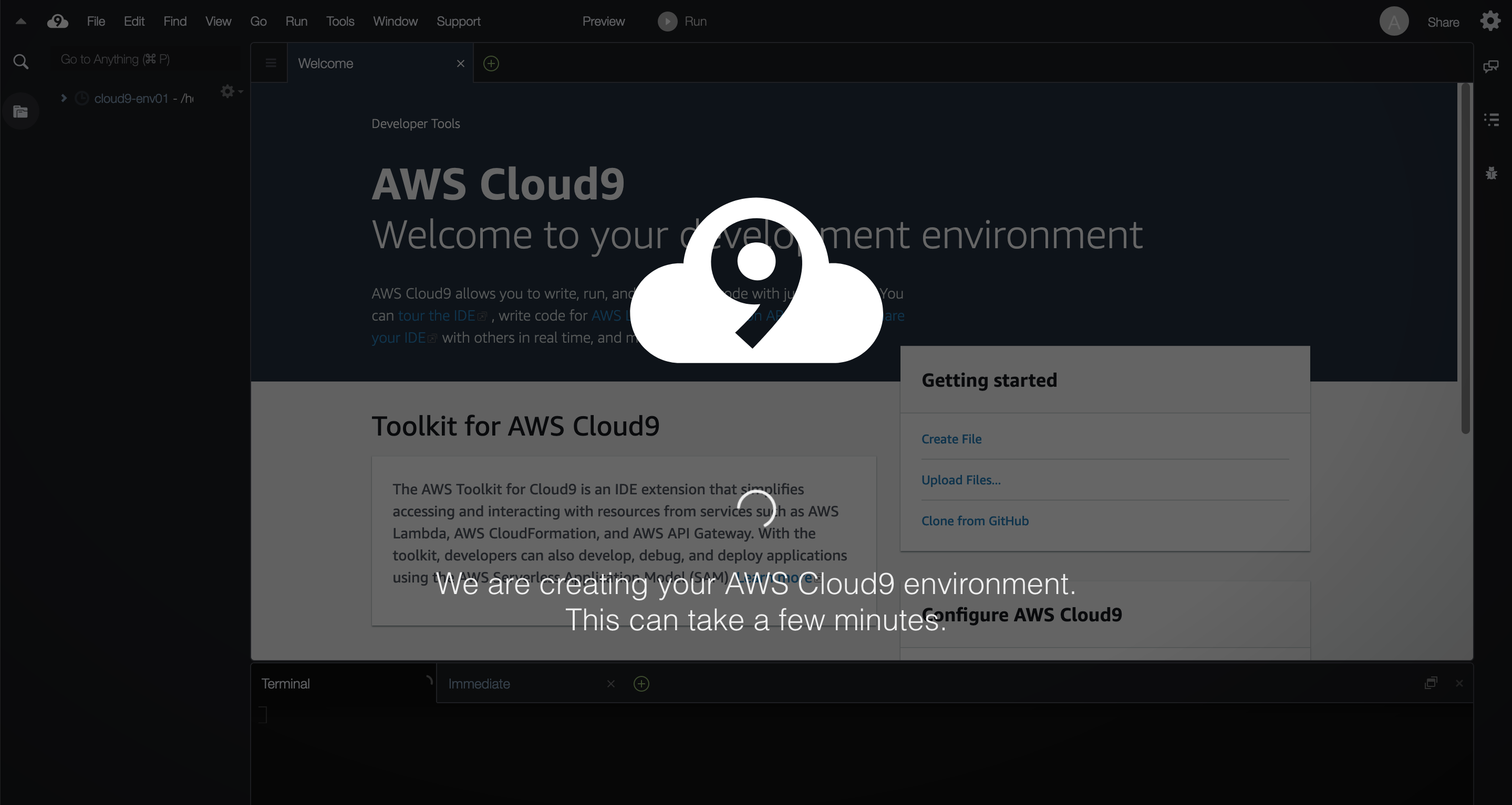 cloud9 creating env